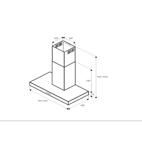 La Germania K90ITUXXA Απορροφητήρας Νησίδα 90cm Inox 